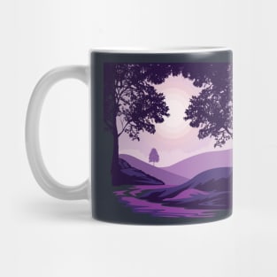 hills tree silhouette Mug